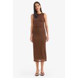 DeFacto Bodycon Tül Kolsuz Midi Elbise, S, D8036AX25AUBN320, Kahve, Kadın