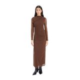 DeFacto Bodycon Tül Maxi Elbise, M, E3548AX24WN, Kahve-BN167, Kadın
