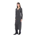 DeFacto Bodycon V Yaka Düğmeli Fitilli Kaşkorse Midi Elbise, L, B3261AX24WN, Antrasit-AR208, Kadın