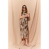 DeFacto Bodycon Vücudu Saran Batik Tül Kolsuz Maxi Elbise E8340AX25SPBN226