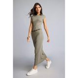 DeFacto Bodycon Vücudu Saran Dik Yaka Modal Kısa Kollu Maxi Elbise H0862AX26AU - Haki-KH207