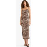 DeFacto Bodycon Vücudu Saran Leopar Desenli Askılı Maxi Elbise F9511AX25HS - Bej-BG705