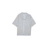 DeFacto Boxy Fit Apaş Yaka Çizgili Kısa Kollu Gömlek, M, G4142AX26SM, Beyaz-WT34, Erkek