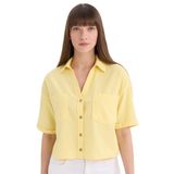 DeFacto Boxy Fit Basic Kısa Kollu Gömlek, L, V2523AZ25SP, Sarı-YL118, Kadın