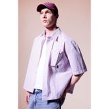 DeFacto Boxy Fit Baskılı Çizgili Kısa Kollu Gömlek, 2XL, G4137AX26SM, Pembe-PN105, Erkek