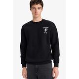 DeFacto Boxy Fit Baskılı Sweatshirt, S, F2626AX25WN, Siyah-BK81, erkek