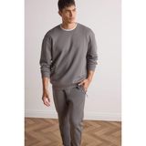 Defacto Boxy Fit Bisiklet Yaka Basic Düz Pike Sweatshirt, L, E1519AX25AU, Gri, Erkek