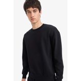 Defacto Boxy Fit Bisiklet Yaka Basic Düz Pike Sweatshirt, Xl, E1519AX25AU, Siyah, Erkek