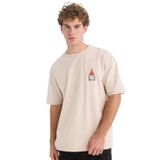 DeFacto Boxy Fit Bisiklet Yaka Baskılı Kısa Kollu Ağır Kumaş Tişört, M, D4156AX24WN, Bej-BG700, Erkek