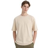 DeFacto Boxy Fit Bisiklet Yaka Baskılı Kısa Kollu T-Shirt Bej, XS, D5875AX26SP, Bej-BG74, Erkek