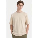 DeFacto Boxy Fit Bisiklet Yaka Baskılı Kısa Kollu T-Shirt, M, D5875AX26SP, Bej-BG74, Erkek