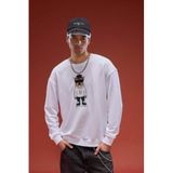 Defacto Boxy Fit Bisiklet Yaka Baskılı Sweatshirt, Xl, E9331AX25AU, Beyaz, Erkek