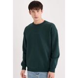 DeFacto Boxy Fit Bisiklet Yaka Baskılı Sweatshirt, XS, X8282AZ24AU, Yeşil, erkek