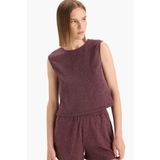DeFacto Boxy Fit Bisiklet Yaka Bürümcük Atlet, 2XL, Boxy Fit Bisiklet Yaka Bürümcük Atlet, Bordo-BR475, Kadın