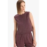 DeFacto Boxy Fit Bisiklet Yaka Bürümcük Atlet, L, F4439AX25SM, Bordo-BR475, Kadın