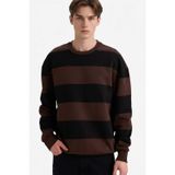 Defacto Boxy Fit Bisiklet Yaka Çizgili Sweatshirt A9066ax25aubn192 Kahve-bn192