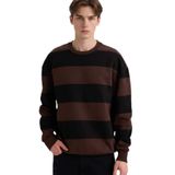 DeFacto Boxy Fit Bisiklet Yaka Çizgili Sweatshirt, M, A9066AX25AU, Kahve-BN192, erkek