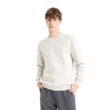 DeFacto Boxy Fit Bisiklet Yaka İçi Yumuşak Tüylü Baskılı Sweatshirt, M, X8282AZ25AU, Bej-BG672, erkek