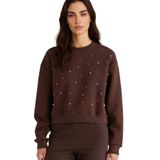 DeFacto Boxy Fit Bisiklet Yaka İşlemeli Sweatshirt, XL, G2153AX25WN, Kahve-BN341, kadın