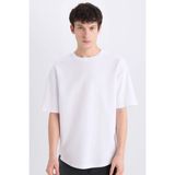 DeFacto Boxy Fit Bisiklet Yaka Kısa Kollu Basic Düz Waffle Beyaz Tişört B4443AX25SP - Beyaz-WT34 - XS