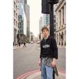 DeFacto Boxy Fit Dik Yaka Baskılı Sweatshirt, 2XL, F8186AX26SP, Siyah-BK81, erkek