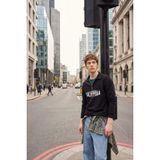 DeFacto Boxy Fit Dik Yaka Baskılı Sweatshirt, L, F8186AX26SP, Siyah-BK81, erkek