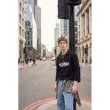 DeFacto Boxy Fit Dik Yaka Baskılı Sweatshirt, M, F8186AX26SP, Siyah-BK81, erkek