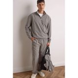 Defacto Boxy Fit Dik Yaka Fermuarlı Kadife Sweatshirt E9364ax25augr454 Gri