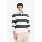 DeFacto Boxy Fit Dik Yaka Yarım Fermuarlı Çizgili Sweatshirt C7045AX25AU