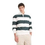 DeFacto Boxy Fit Dik Yaka Yarım Fermuarlı Çizgili Sweatshirt, M, C7045AX25AU, Yeşil-GN498, erkek