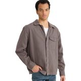 DeFacto Boxy Fit Gabardin Uzun Kollu Gömlek, XS, G3184AX25AU, Kahve-BN571, Erkek