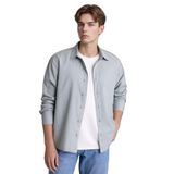 DeFacto Boxy Fit Gömlek Yaka Dokuma Uzun Kollu Gömlek, XS, H3802AX26SP, Gri-GR184, Erkek