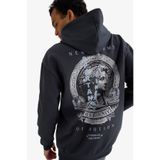 DeFacto Boxy Fit Kapüşonlu Sırt Baskılı Sweatshirt, S, F2109AX25AU, Antrasit-AR206, erkek