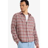 DeFacto Boxy Fit Kareli Flanel Uzun Kollu Gömlek, M, G5920AX25WN, Bordo-BR238, Erkek