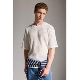 DeFacto Boxy Fit Kısa Kollu Tişört, XS, G4278AX26SM, Ekru, Erkek