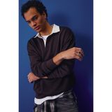 DeFacto Boxy Fit Polo Yaka Basic Düz Sweatshirt, XS, E6523AX24WN, Kahve-BN337, erkek