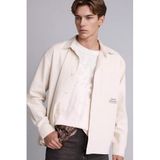 DeFacto Boxy Fit Polo Yaka Baskılı Uzun Kollu Gömlek, S, F9368AX26SP, Bej-BG766, Erkek
