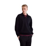 DeFacto Boxy Fit Polo Yaka Sweatshirt, M, G6475AX25WN, Siyah-BK81, erkek