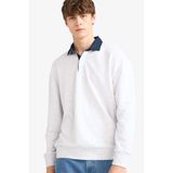 DeFacto Boxy Fit Polo Yaka Sweatshirt, S, E6523AX25AU, Gri-GR131, erkek