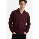 DeFacto Boxy Fit Polo Yaka Sweatshirt, S, G6475AX25WN, Bordo-BR230, erkek