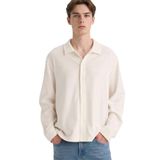 DeFacto Boxy Fit Polo Yaka Uzun Kollu Gömlek, M, F8611AX26SP, Ekru-ER137, Erkek