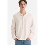 DeFacto Boxy Fit Polo Yaka Uzun Kollu Gömlek, S, F8611AX26SP, Ekru-ER137, Erkek