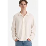 DeFacto Boxy Fit Polo Yaka Uzun Kollu Gömlek, XL, F8611AX26SP, Ekru-ER137, Erkek