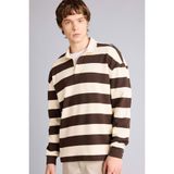 DeFacto Boxy Fit Polo Yaka Waffle Sweatshirt, M, E8440AX26SP, Kahve, erkek