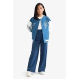DeFacto C7131A8IN246 İndigo Kız Çocuk Wide Leg Geniş Paça Beli Lastikli Eşofman Altı