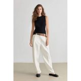 DeFacto Carrot Fit Gabardin Kumaş Pantolon Kemerli Yüksek Bel Kısa Paça, 44, D2732AX25SP, Beyaz, Kadın