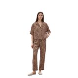 DeFacto Carrot Fit Leopar Desenli Modal Kumaş Pantolon Çift Cepli Yüksek Bel Düz Paça, 34, E6360AX25SP, Kahve-BN226, Kadın