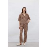 DeFacto Carrot Fit Leopar Desenli Modal Kumaş Pantolon Çift Cepli Yüksek Bel Düz Paça, 36, E6360AX25SP, Kahve-BN226, Kadın