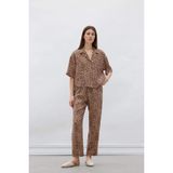 DeFacto Carrot Fit Leopar Desenli Modal Kumaş Pantolon Çift Cepli Yüksek Bel Düz Paça, 40, E6360AX25SP, Kahve-BN226, Kadın