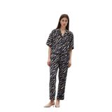 DeFacto Carrot Fit Zebra Desenli Modal Kumaş Pantolon Çift Cepli Yüksek Bel Düz Paça, 40, E6360AX25SP, Siyah-BK81, Kadın